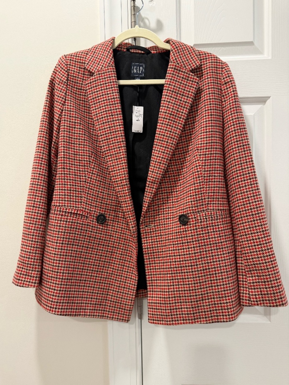Gap Oversized Red & Black Houndstooth Blazer | 2 Petite (XS / Small)